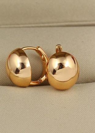 Серьги xuping jewelry овальные шарики 12 мм золотистые