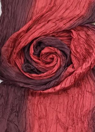Яркий 👑♥️👑 шёлковый шарфик с градиентом из жатого шёлка.2 фото