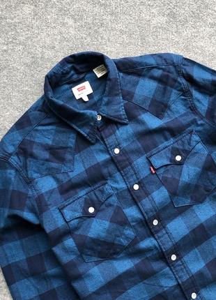 Сорочка оверширт levi’s barstow checked shirt blue4 фото