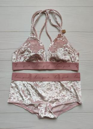 Оксамитовий комплект білизни victoria's secret pink оригінал