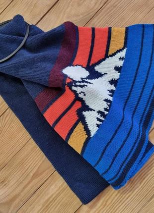 Мужской вязанный шарф, цвет синий1 фото
