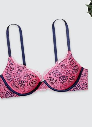Victoria's secret bombshell miraculous plunge push-up add 2 cups bra бюстгалтер бра лиф лифчик топ бралет викторія сікрет виктория сикрет рожевий3 фото