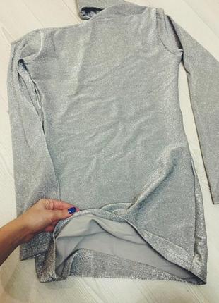 Шикарне срібне новорічний корпоратив мерехтливе сукня блискуче срібло2 фото