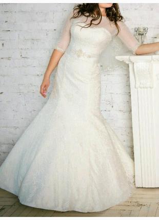 Свадебное платье размер 42-44 цвет айвори1 фото