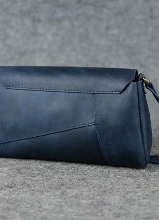 Кожа. ручная работа. кожаная синяя сумка, сумочка, клатч3 фото