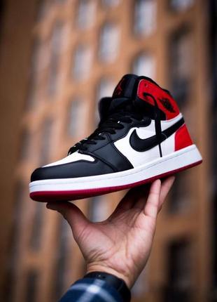 Зимові чоловічі чорні з червоним  кросівки nike air jordan🆕зимові високі джордани