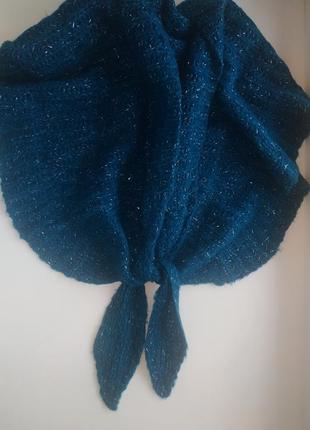 Шарф- шаль цвета морской волны accessorize с металлизированной нитью4 фото