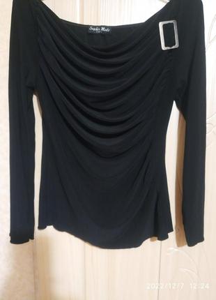 Блуза чорна з відкритими плечиками р. м1 фото