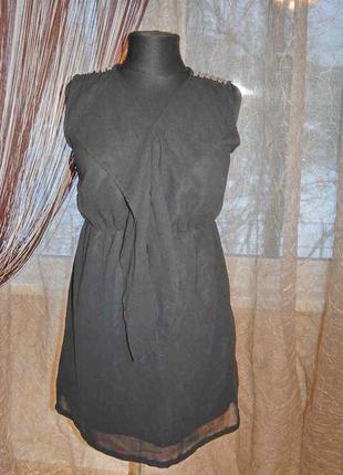 Шифоновое платье, стеклярус, волан,  nielsson