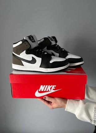 Зимові чоловічі шкіряні коричневі кросівки nike Bulls air jordan🆕високі зимові джордани