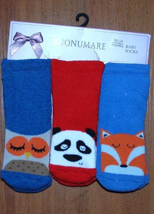 Набір 3 шт теплі махрові носки шкарпетки турція сова панда лисичка