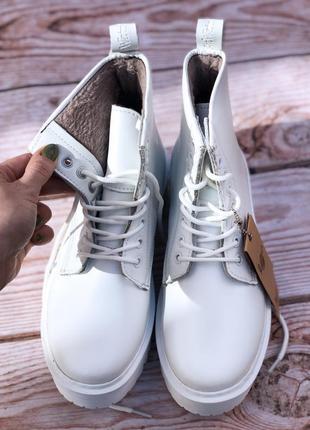 Чоботи зимові шкіряні ❄dr. martens jadon mono white хутро, мартінси