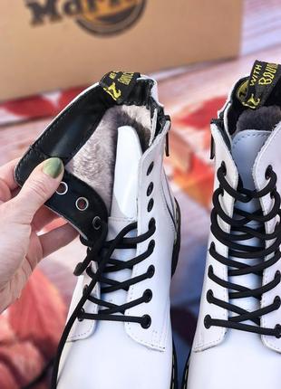 Чоботи зимові шкіряні dr. martens jadon white хутро, мартінси на платформі4 фото