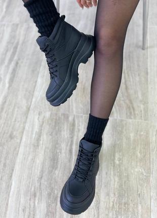 Женские кожаные ботинки демисезон на байке натуральная кожа осенние весенние деми осень весна черные ботиночки3 фото