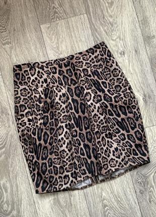 Леопардова  юбка спідниця s- розмір . леопардовий принт1 фото
