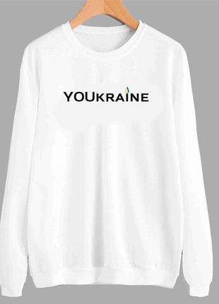 Свитшот белый с патриотическим принтом "youkraine. ты украина" push it