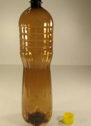 Пластикова пляшка пет 1,5 л, коричнева з кришкою (100 шт.)