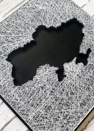 Карта україни, чорно-біла картина україна, string art україна, мапа держави3 фото