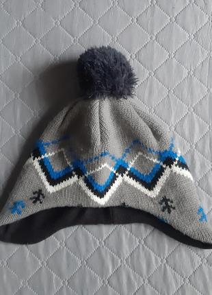 Дитяча шапка вушанка шлем в'язана зимова флісова лижна гірськолижна2 фото