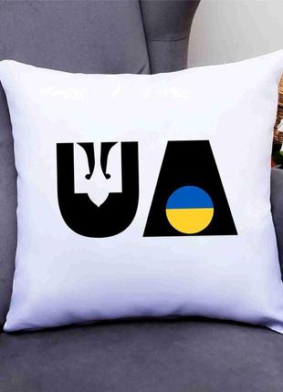 Подушка декоративна з патріотичним принтом "тризуб. герб україни. україна. ua. ukraine" push it