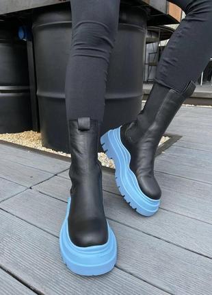 Жіночі черевики bottega veneta black blue зима / smb7 фото