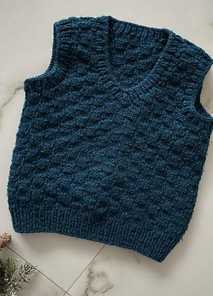 Берукавка вязана стрічка жилетка спицями ручна робота