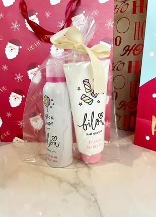 Набір bilou: пінка для душу цукрова вата + гель для душу малиновий маршмелоу