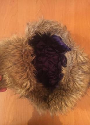 Тепла зимова дитяча для дівчинки шапка хутрова шапочка медова3 фото