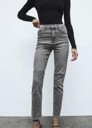 Сірі джинси slim cropped zara6 фото