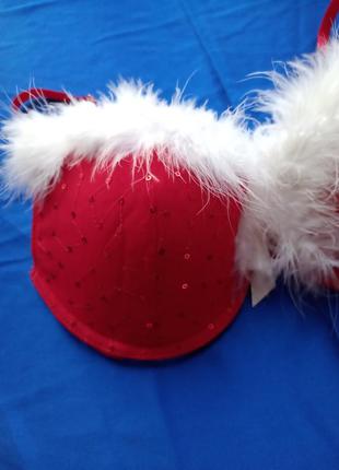 Комплект эротического  сексуального белья  красный новогодний з натуральним пухом для сексу4 фото
