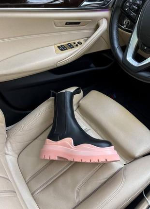 Жіночі черевики bottega veneta black pink  зима / smb4 фото