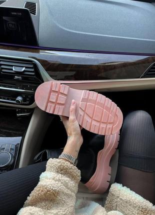 Жіночі черевики bottega veneta black pink  зима / smb9 фото