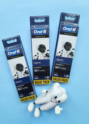 Oral-b/braun pure clean! вугільні! набір 4шт! змінні насадки!