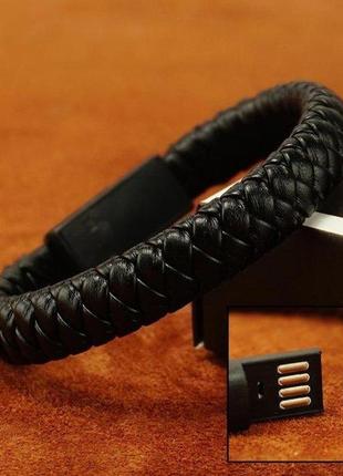 Кабель браслет шкіряний usb - type-c плетений