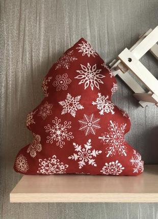 Ялинка подушка новорічна текстильна червона декор
