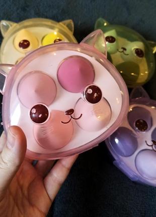 Спонж для макияжа набор в боксе котик