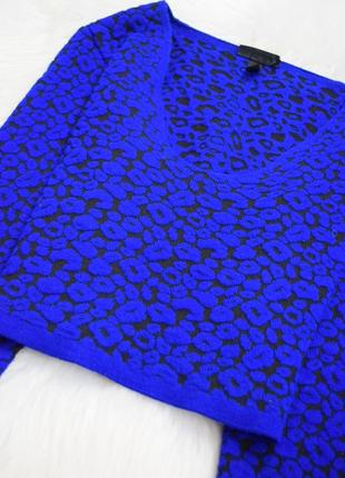 Світер светр вкорочений кроп топ топік синій леопардовий принт5 фото