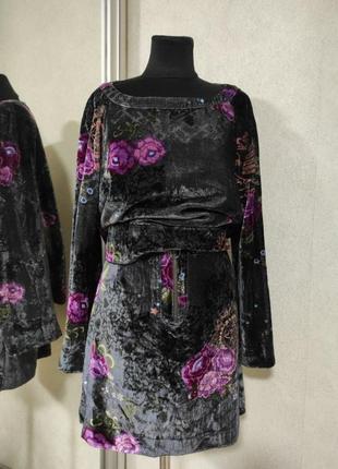 Костюм набір спідниця юбка кофта етно бохо оксамит бархат odd molly