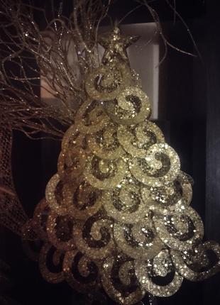 Золотая елка  украшение елочка декор3 фото