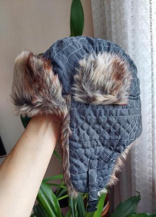 Теплая шапка-ушанка (размер 57)