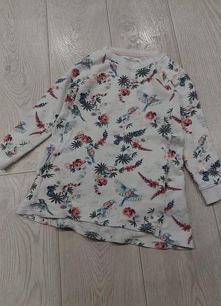Крутое платье-туника трапеция  в тропический принт h&m 4-6 лет