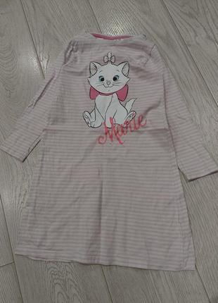 Ночная сорочка, домашнее платье h&m от disney в полоску с кошечкой марией 4-6 лет5 фото
