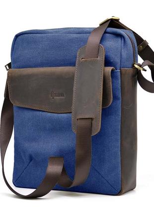 Чоловіча сумка із синього канвасу через плече tarwa rkc-1810-4lx