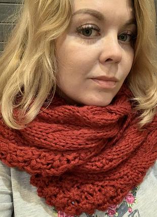 Снуд на два оборота с косами мягкий уютный хомут вязанный