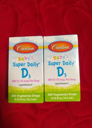 Вітамін д 3 дитячий , carlson baby's super daily d3