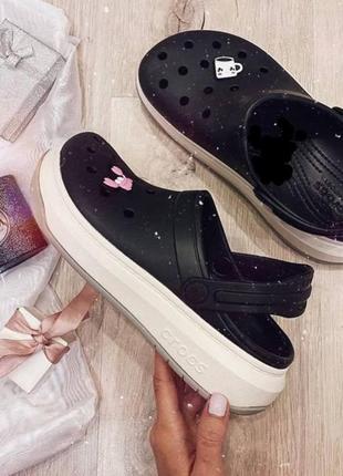 Кроксы сабо crocs full force black черные на платформе1 фото