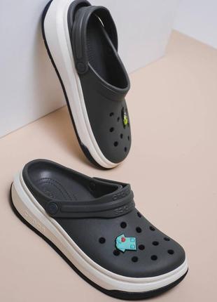 Кроксы сабо crocs full force slate grey серые