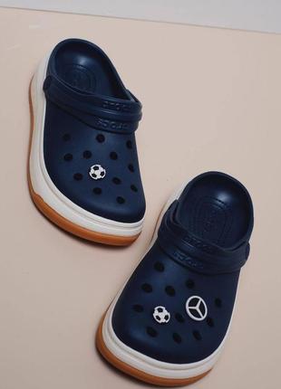 Кроксы сабо crocs full force navy синие на платформе1 фото