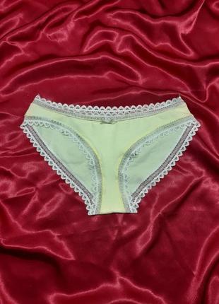 Ідеальні лимонні жовті хлопкові мережевні однотонні тркси трусики на високій середній посадці закриті сексі сексуальні