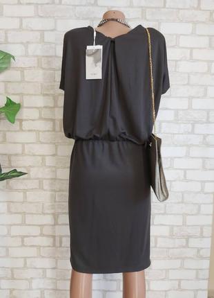 Фирменное ichi нарядное платье миди в темно сером цвете на 90% вискоза, размер м-л2 фото